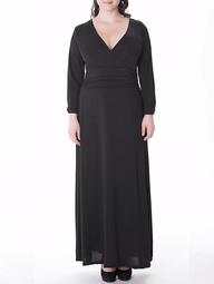 Plus Size Long Surplice Formal Dress with Sleeves