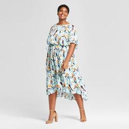 Women's Plus Size Floral Print High Low Maxi Dress - Ava & Viv™ Blue