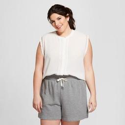 Women's Plus Size Sleeveless Crochet Detail Blouse - A New Day™ White