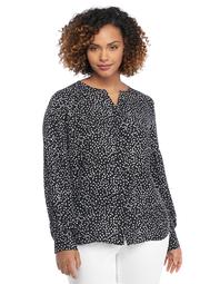 Plus Size Puff Sleeve Crepe Blouse