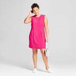 Women's Plus Size Scallop Sleeve Crepe Dress - A New Day™ Pink