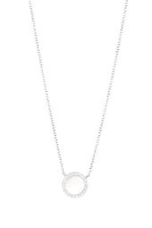 14K White Gold Pave Diamond & Mother of Pearl Pendant Necklace - 0.08 ctw