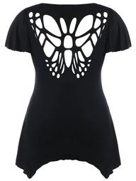 Plus Size Cut Out Butterfly T-shirt