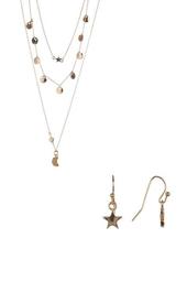 14K Yellow Gold Plated Nightfall Druzy Star Pendant Necklace & Earrings Set