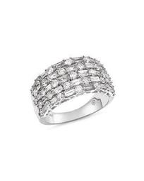 Five Row Diamond Baguette & Round Ring in 14K White Gold, 2.50 ct. t.w. - 100% Exclusive