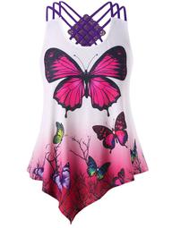 Plus Size Strappy Butterfly Tank Top