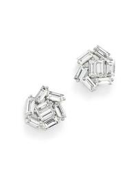 Diamond Baguette Cluster Stud Earrings in 14K White Gold, .55 ct. t.w.  - 100% Exclusive