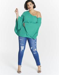 Edited By Amber Rose One Shoulder Fluted Sleeve Top