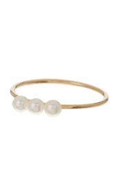 14K Yellow Gold 4mm Triple Pearl Stacking Ring - Size 7