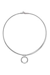 18K White Gold Stainless Steel Diamond Pendant Cable Necklace - 0.09 ctw