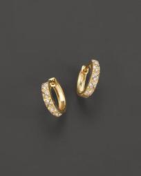 Diamond Pyramid Stud Huggie Hoop Earrings in 14K Yellow Gold, .20 ct. t.w. - 100% Exclusive