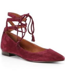 Frye Sienna Suede Lace-Up Ghillie Ballet Flats