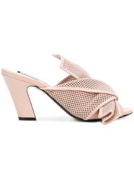 perforated bow detail mules