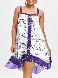 Plus Size Sleeveless Marble Print Dress