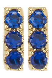 18K Yellow Gold Plated Sterling Silver Pave Crystal Bar Stud Earrings