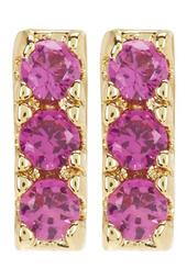 18K Yellow Gold Plated Sterling Silver Pave Crystal Bar Stud Earrings