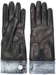 denim detail gloves