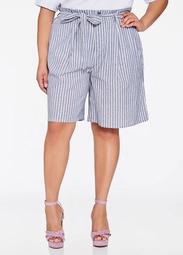 Striped Chambray Linen Short