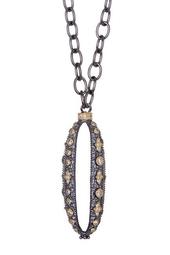 14K Gold Plated Sterling Silver CZ Textured Cage Necklace
