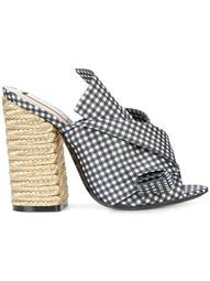 gingham abstract bow mules