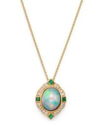 Ethiopian Opal, Emerald & Diamond Pendant Necklace in 14K Yellow Gold, 18" - 100% Exclusive