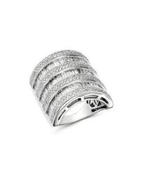 Diamond Channel-Set Baguette & Micro Pavé Statement Ring in 14K White Gold, 3.0 ct. t.w. - 100% Exclusive