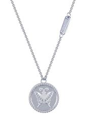 Platinum Plated Sterling Silver Micro Pave Simulated Diamond Sentimentals Butterfly Pendant Necklace