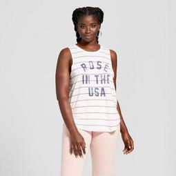 Women's Plus Size Rose in the USA Striped Graphic Tank Top - Grayson Threads White/Red