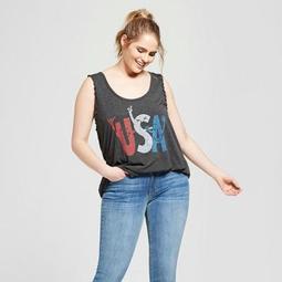 Women's Plus Size USA Cheer Swing Graphic Tank - Zoe+Liv (Juniors') Charcoal