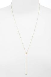Simulated Pearl CZ Long Y-Necklace
