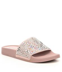 Gianni Bini Gemella Jeweled Suede Slide Sandals