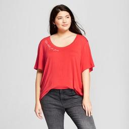 Women's Plus Size Mas Siestas Por Favor Short Sleeve Embroidered Drapey Graphic T-Shirt - Fifth Sun (Juniors') Coral