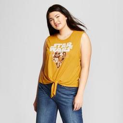 Women's Star Wars Plus Size Han Feature Tie Front Graphic Tank Top (Juniors') Yellow
