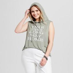 Women's Plus Size Long Way Home Hooded Graphic Tank Top - Modern Lux (Juniors') Green