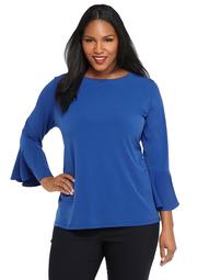 Plus Size Solid Bell Sleeve Top
