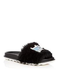 x Keith Haring Women's Shearling & Leather Barking Dog Slide Sandals
