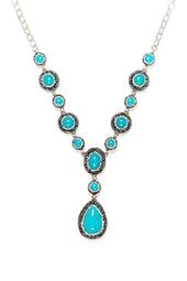 Turquoise & Pave Diamond Bib Collar Statement Necklace