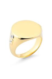 Serra White Sapphire Signet Ring - Size 3