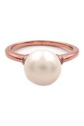 Rose Gold Vermeil 9mm Cultured Freshwater Pearl w/ Diamond Accent Ring - 0.01 ctw