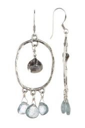 Sterling Silver Hammered Open Hoop & Labradorite Dangle Earrings