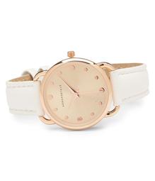 Faux Leather Dot Analog Watch