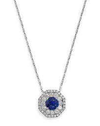 Diamond and Sapphire Pendant Necklace in 14K White Gold, 18" - 100% Exclusive
