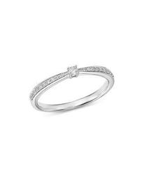 Tapered Diamond & Pavé Ring in 14K White Gold, 0.17 ct. t.w. - 100% Exclusive