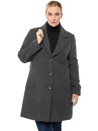 Alpine Swiss Womens Plus Size Wool Overcoat Walking Coat Blazer Pea Coat Jacket Gray 1XL