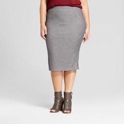 Women's Plus Size Ribbed Midi Skirt - Ava & Viv™