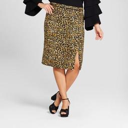 Women's Plus Size Print Mix Pencil Skirt - Who What Wear™ Yellow Cheetah