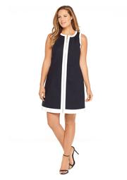 Zip Front Fit-and-Flare Dress