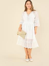 Plus Bell Sleeve Fit & Flare Dress