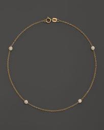 Diamond Bezel Ankle Bracelet in 14 K t Yellow Gold, .20 ct. t.w. - 100% Exclusive