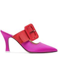 Pink Chloe 85 Fabric Buckle Strap Mules